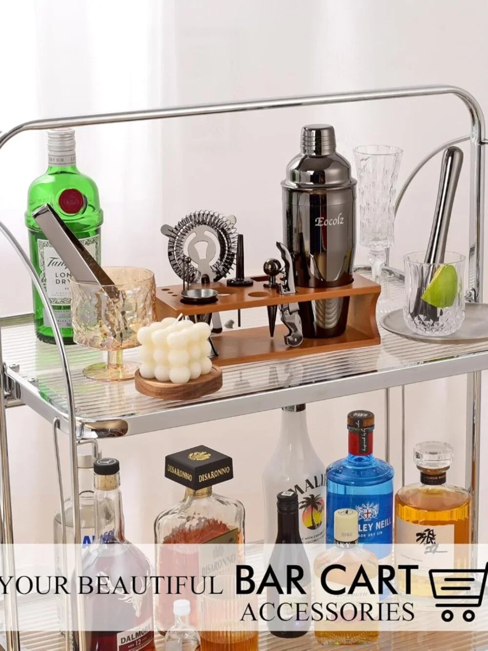 Bartender Kit Cocktail Shaker Set with Stand Bar Tool Bar Set for Drink Mixing H